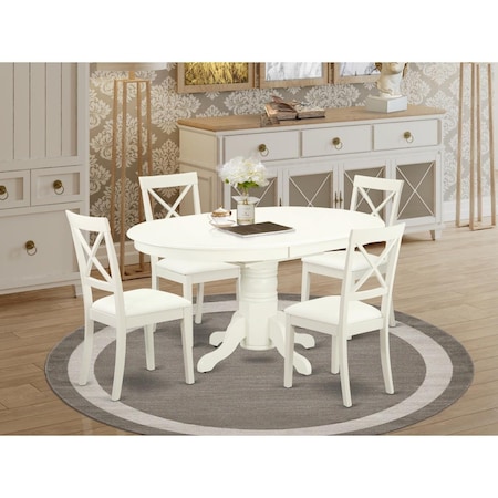 East West Furniture 5 Piece Avon Kitchen Table Set - Linen White AVBO5-LWH-LC